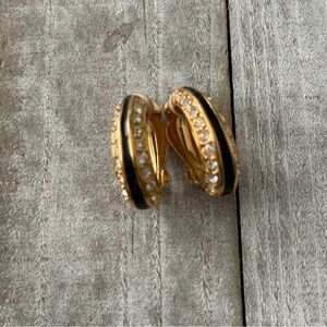 Swarovski Gold and Black Crystal Earrings